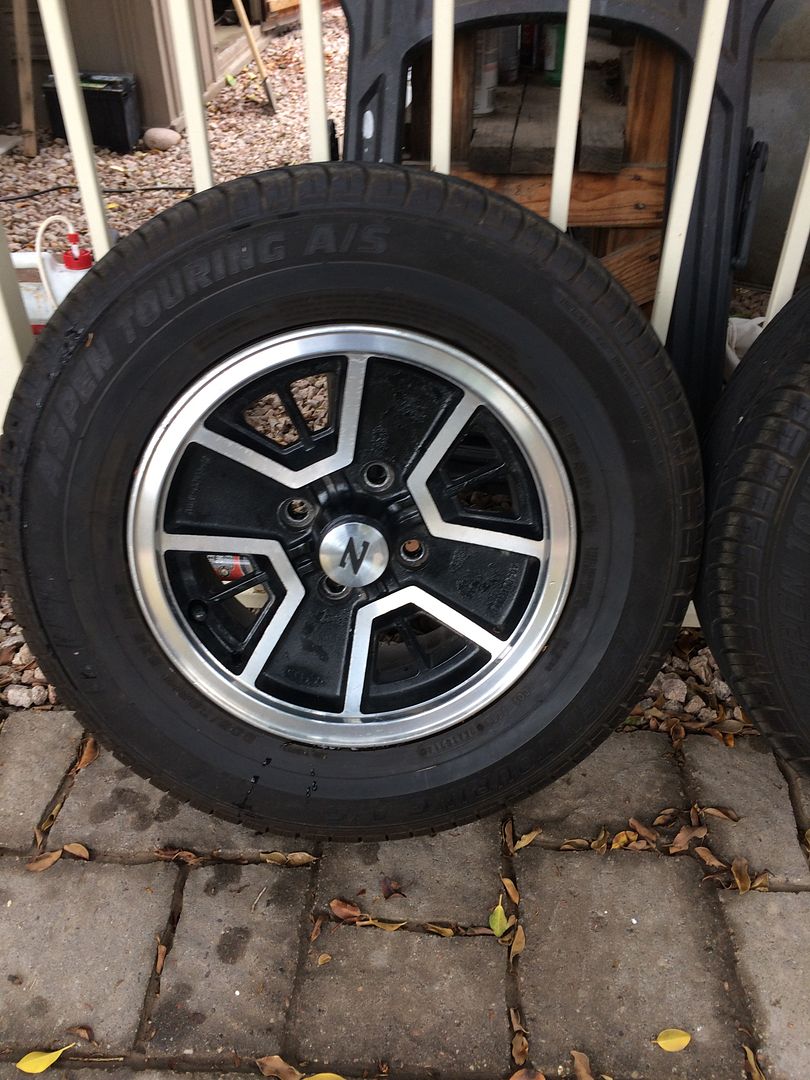 For Sale set of 280z Iron cross rims with new 205/70/14 tires
